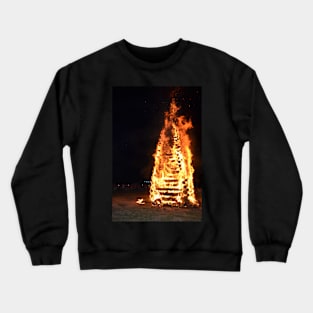 Burning Tower of Man at night Crewneck Sweatshirt